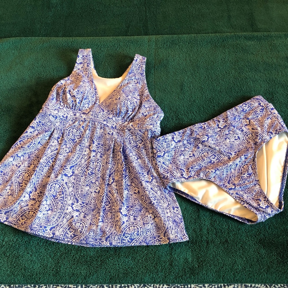 Lands' End Swim Suit Tankini and High Waist Bikini Bottoms NWOT